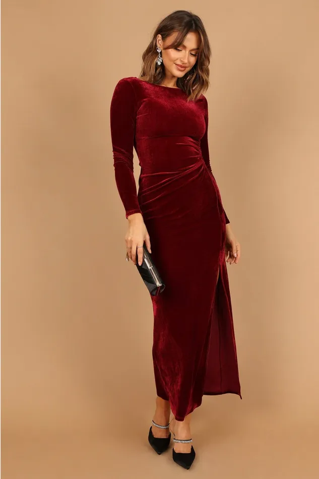 Long Sleeve Dresses Sarine Long Sleeve Maxi Dress Wine Petal and Pup Women