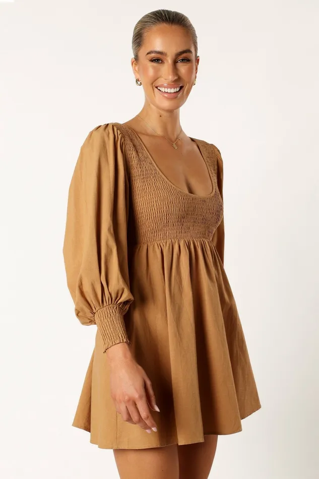 Long Sleeve Dresses Women Gayle Long Sleeve Mini Dress Mustard Petal and Pup