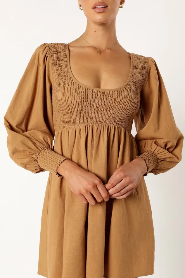 Long Sleeve Dresses Women Gayle Long Sleeve Mini Dress Mustard Petal and Pup