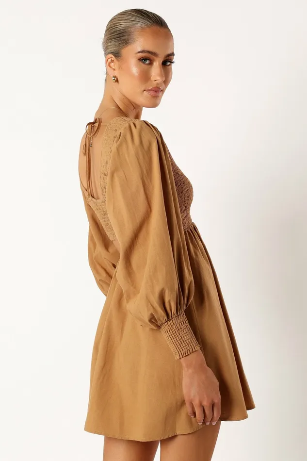 Long Sleeve Dresses Women Gayle Long Sleeve Mini Dress Mustard Petal and Pup
