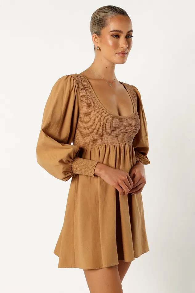 Long Sleeve Dresses Women Gayle Long Sleeve Mini Dress Mustard Petal and Pup