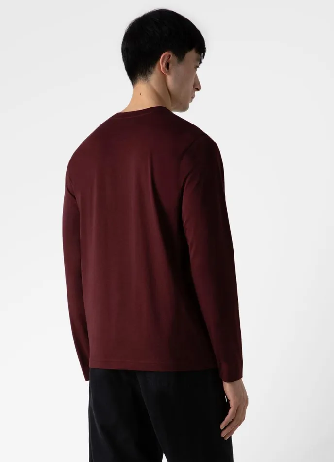 Long Sleeve Riviera Midweight Tshirt Maroon Men SUNSPEL Tshirts