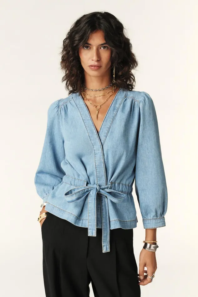 LongSleeve Top Lavina Blue Women Baandsh Tops and Shirts