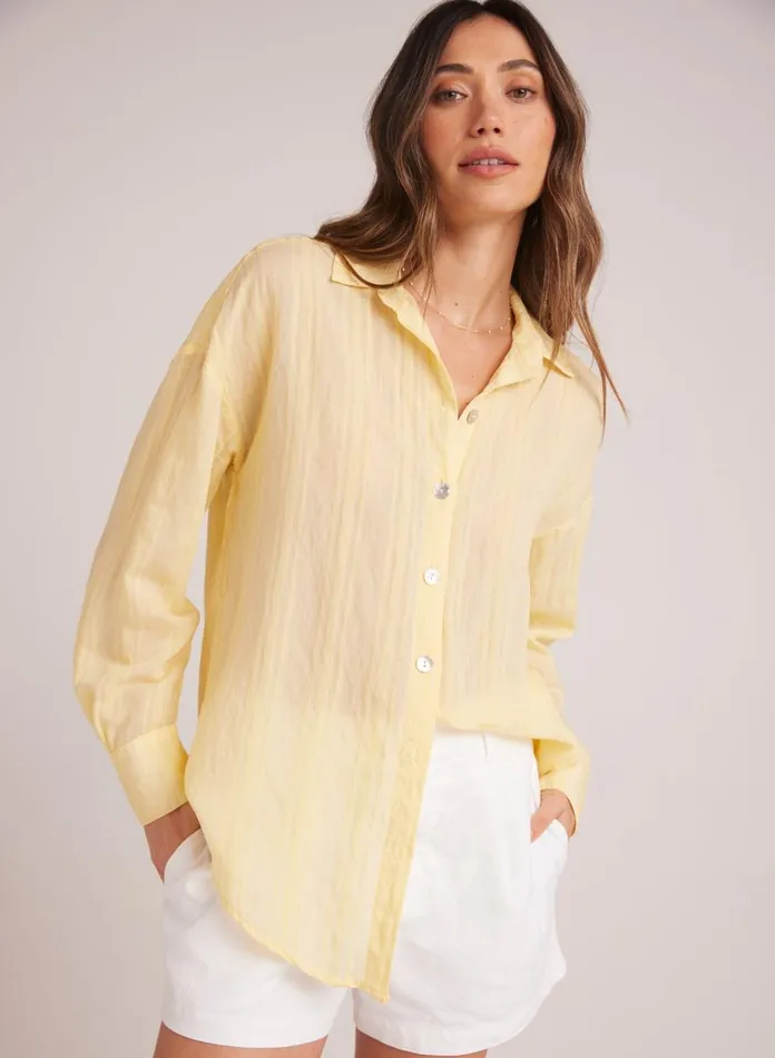 Long Sleeve Women Bella Dahl Boyfriend Button Down 8211 Citron Yellow