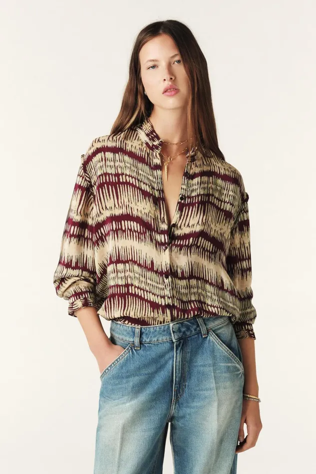LooseFitting Shirt Amore Red Women Baandsh Tops and Shirts