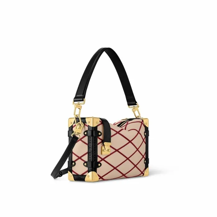 Louis Vuitton M24403 Side Trunk MM Malletage BeigeRed 8211 Louis Vuitton Handbag Store Women Louis Vuitton Trunk Bag