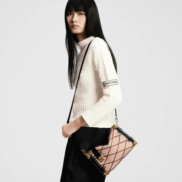 Louis Vuitton M24403 Side Trunk MM Malletage BeigeRed 8211 Louis Vuitton Handbag Store Women Louis Vuitton Trunk Bag