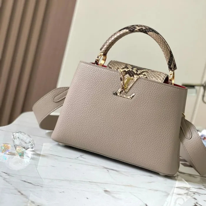 Louis Vuitton N82068 Capucines BB Steeple Gray 8211 Louis Vuitton Handbag Store Women Louis Vuitton Capucines Bag