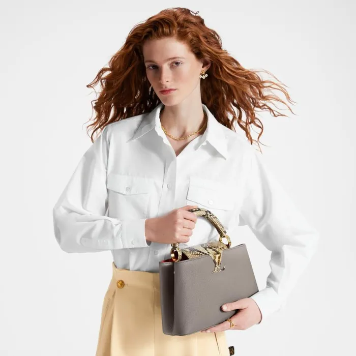 Louis Vuitton N82068 Capucines BB Steeple Gray 8211 Louis Vuitton Handbag Store Women Louis Vuitton Capucines Bag