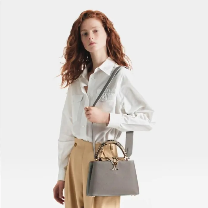 Louis Vuitton N82068 Capucines BB Steeple Gray 8211 Louis Vuitton Handbag Store Women Louis Vuitton Capucines Bag