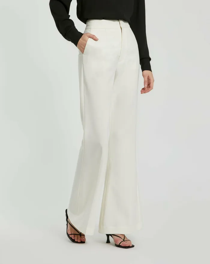 Mac Duggal Ivory Classic Crepe Flared Trouser Pant 8211 FINAL SALE Ivory Women Pants