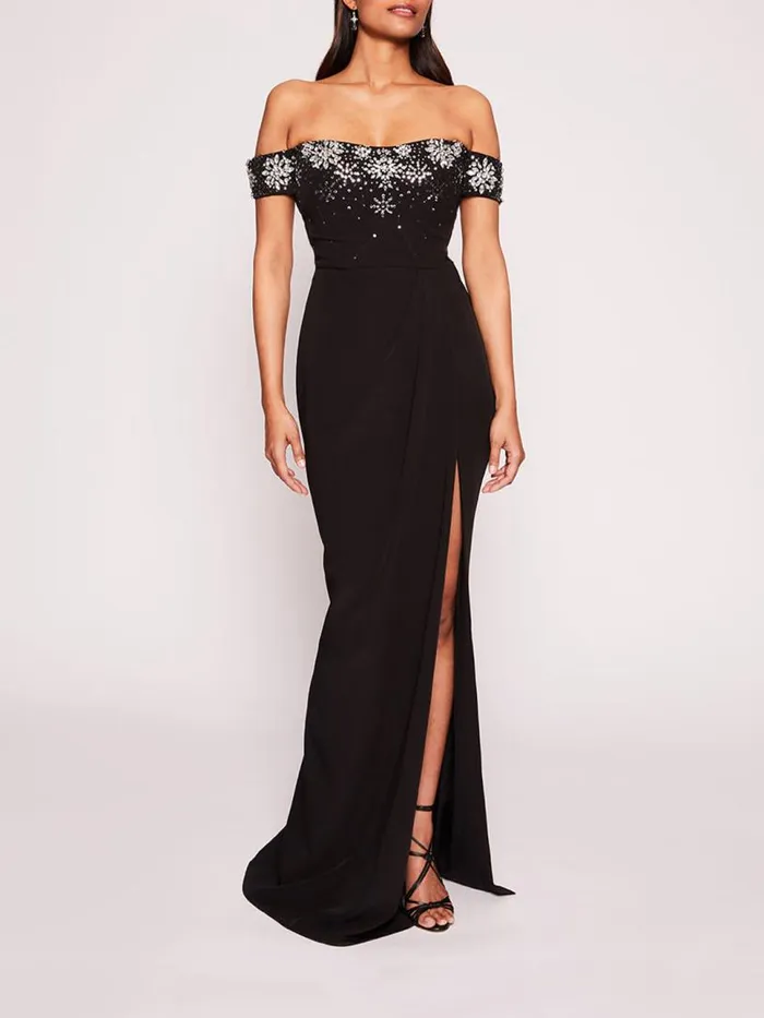 Marchesa Marchesa Notte Draped Bodice Gown Black 8211 Women