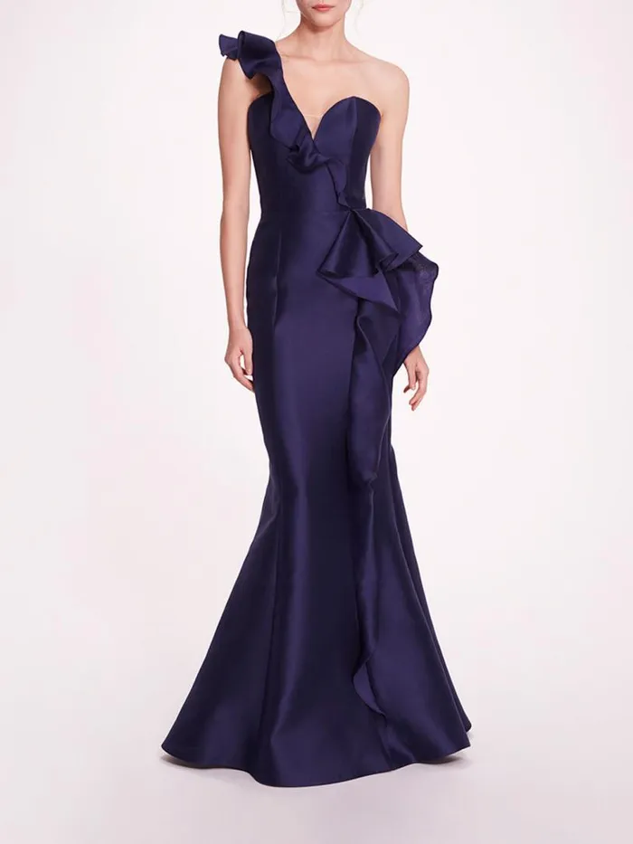 Marchesa Marchesa Notte Silk Mikado Gown Navy 8211 Women
