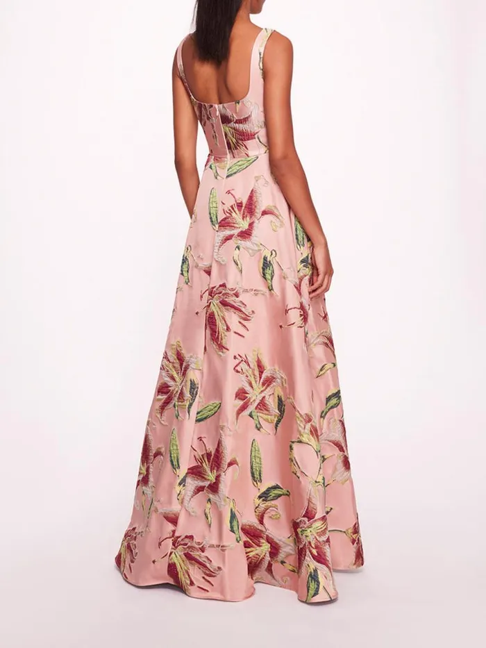 Marchesa Marchesa Notte Square Neck Drape Ballgown Pink 8211 Women