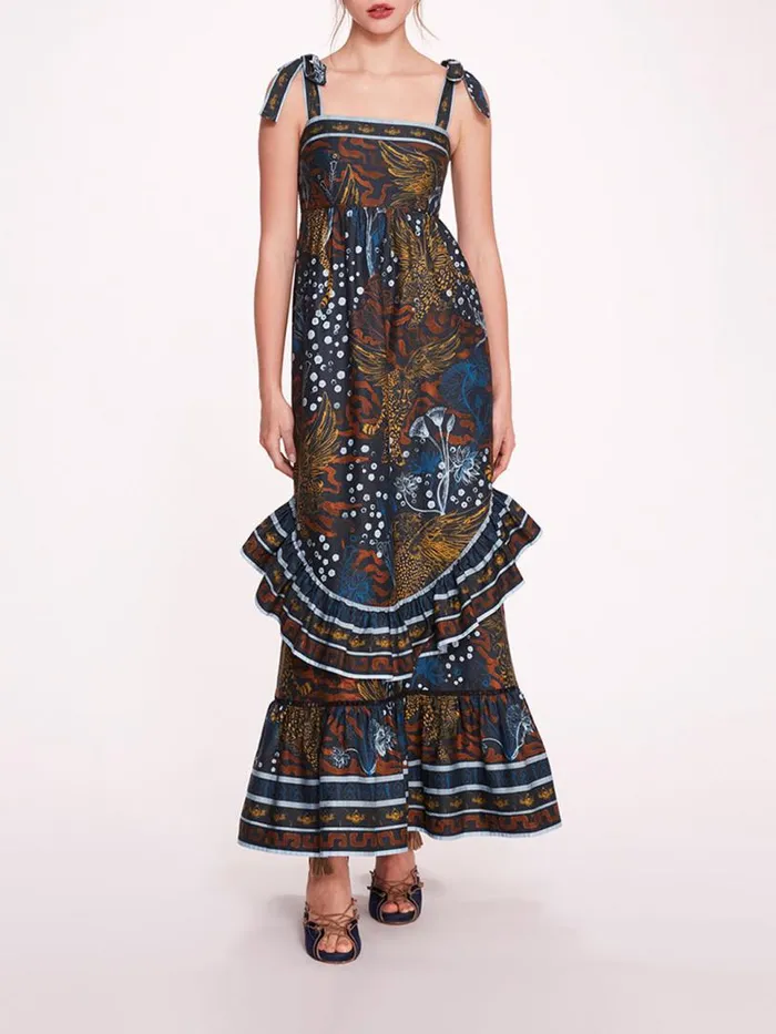 Marchesa Marchesa Rosa Flying Cheetah Maxi Dress Blue Multi 8211 Women