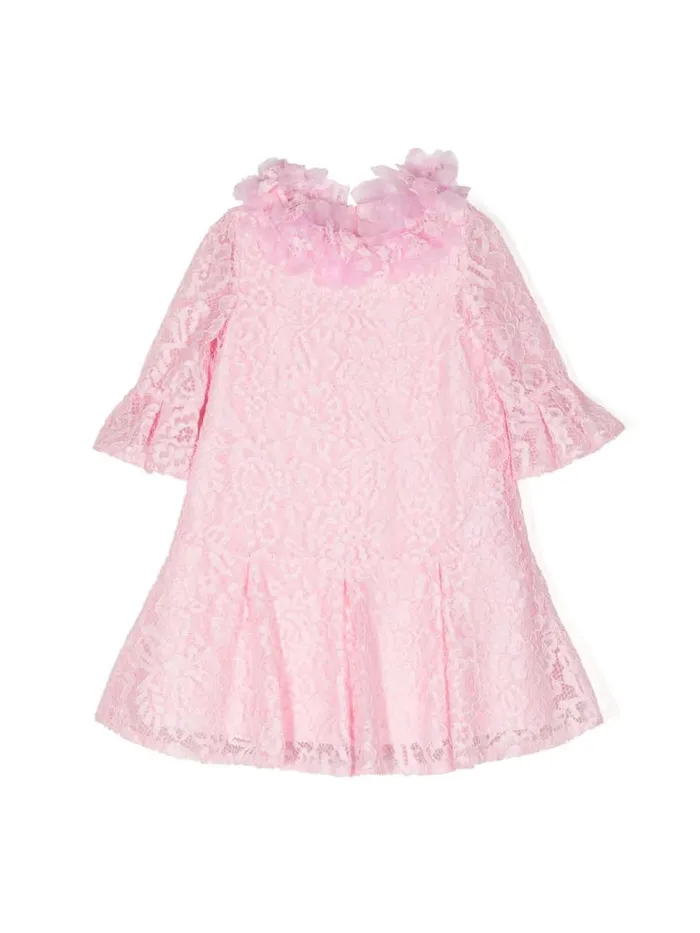 Marchesa Midi Dresses VolantEmbroidered Lace Dress Pink 8211 Kids