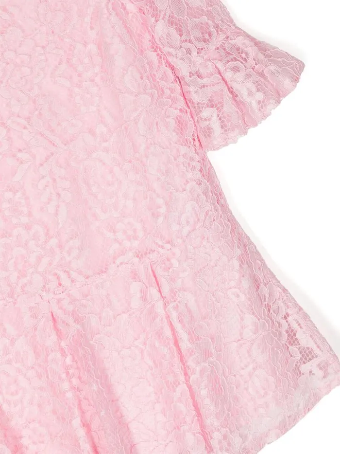 Marchesa Midi Dresses VolantEmbroidered Lace Dress Pink 8211 Kids