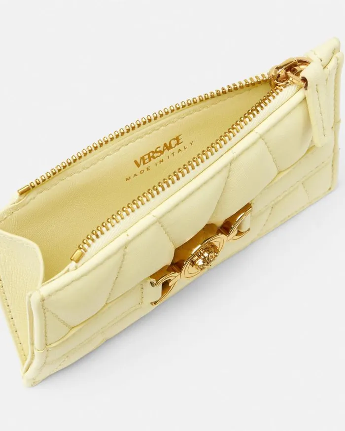 Medusa 03995 Quilted Zip Card Holder Yellow Women Versace Wallets