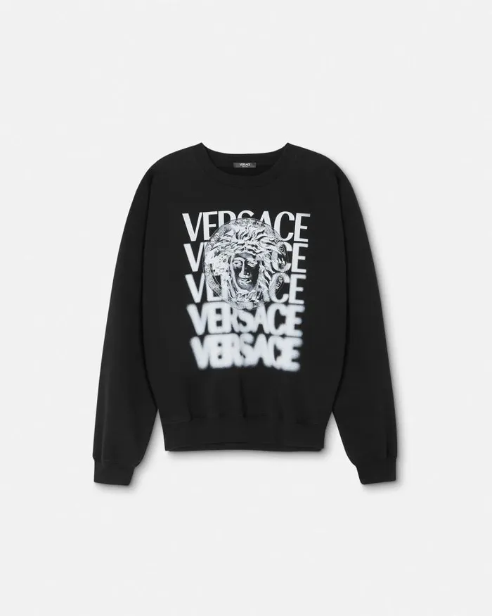 Medusa Medallion Sweatshirt Blackprint Men Versace Sweatshirts