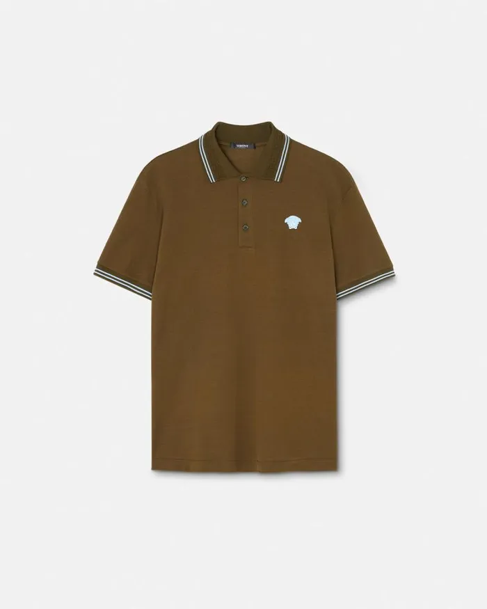 Medusa Polo Shirt Green Men Versace TShirts and Polos