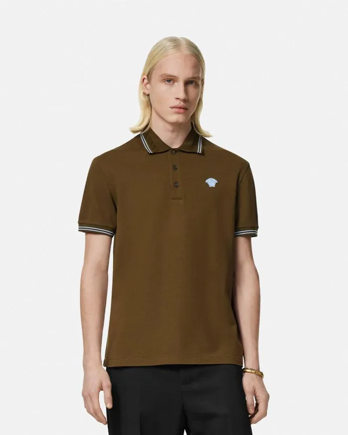 Medusa Polo Shirt Green Men Versace TShirts and Polos