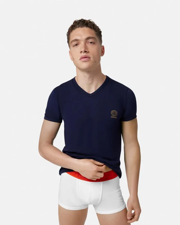 Medusa Undershirt Blue Men Versace Loungewear and Pajamas