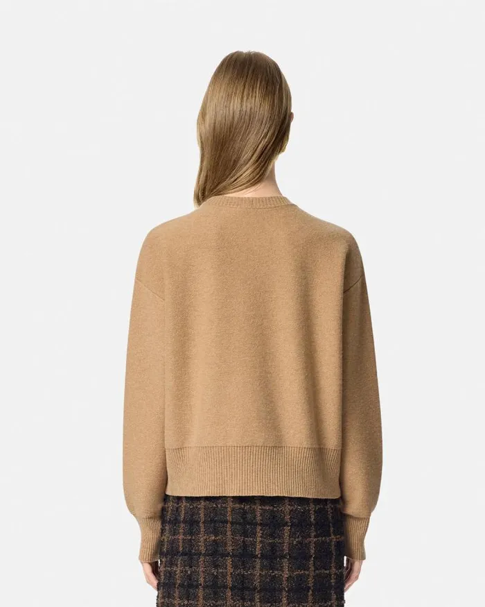 Medusa WoolBlend Knit Towel Sweater Beige Women Versace Knitwear