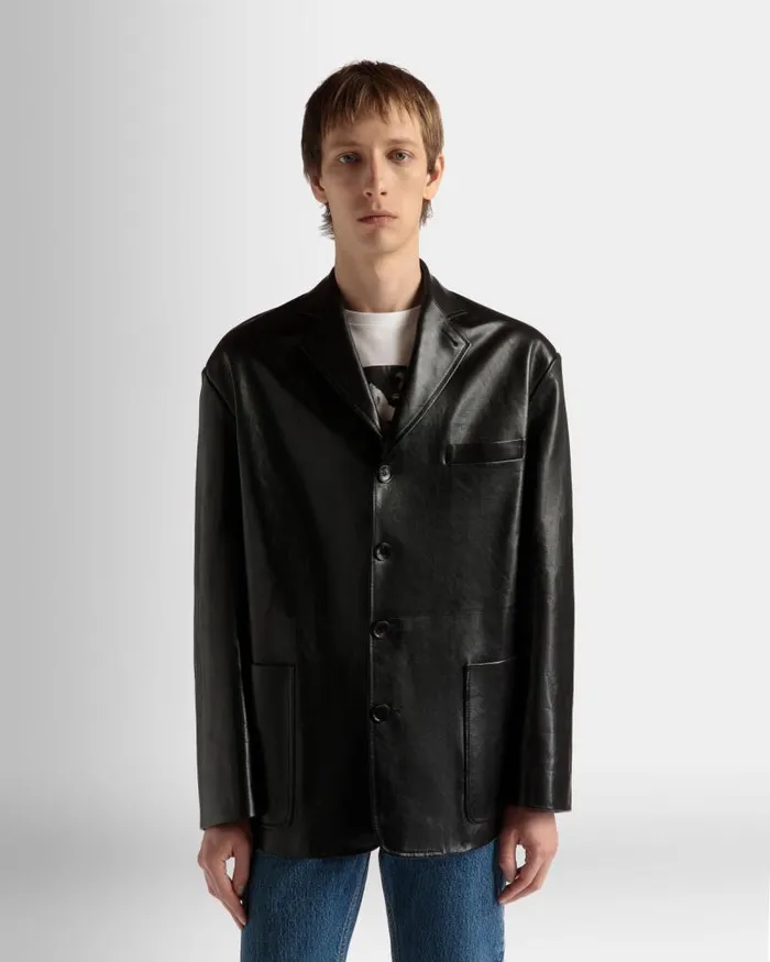 Men Bally Coats and Jackets Jacket In Black Leather Black Men Bally Coats and Jackets Jacket In Black Leather Black
