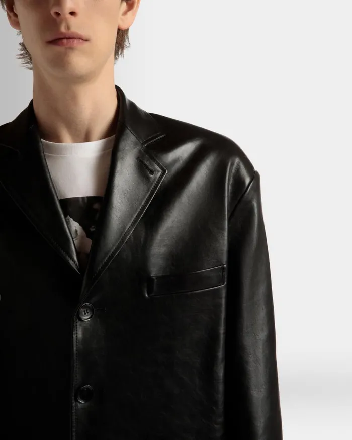Men Bally Coats and Jackets Jacket In Black Leather Black Men Bally Coats and Jackets Jacket In Black Leather Black