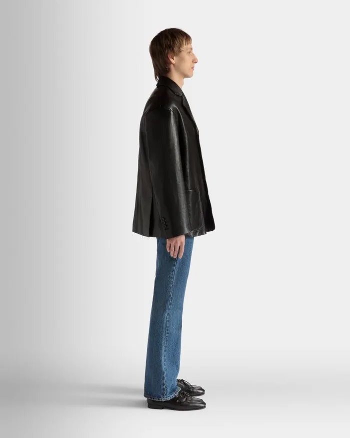 Men Bally Coats and Jackets Jacket In Black Leather Black Men Bally Coats and Jackets Jacket In Black Leather Black