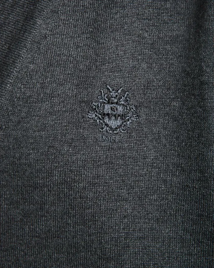 Men Bally Knitwear Cardigan With Bally Crest Logo In Dark Grey Wool Grey