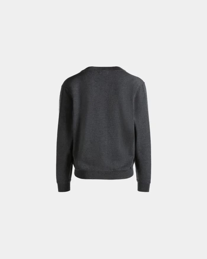 Men Bally Knitwear Cardigan With Bally Crest Logo In Dark Grey Wool Grey