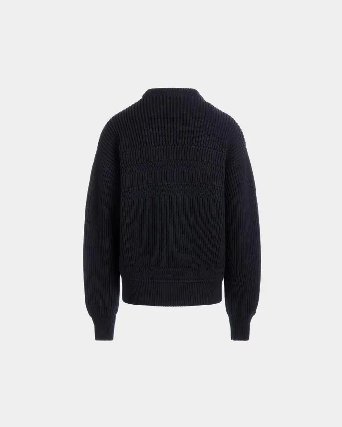 Men Bally Knitwear Crewneck Sweater In Navy Blue Cotton Blue Men Bally Knitwear Crewneck Sweater In Navy Blue Cotton Blue