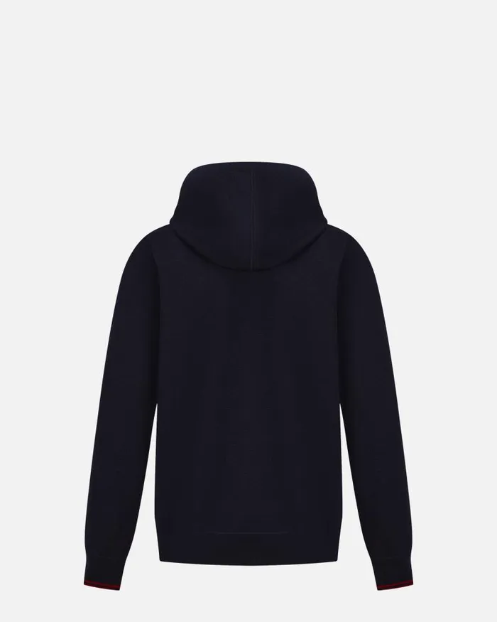 Men Bally Knitwear Hoodie In Navy Blue Wool Blue Men Bally Knitwear Hoodie In Navy Blue Wool Blue