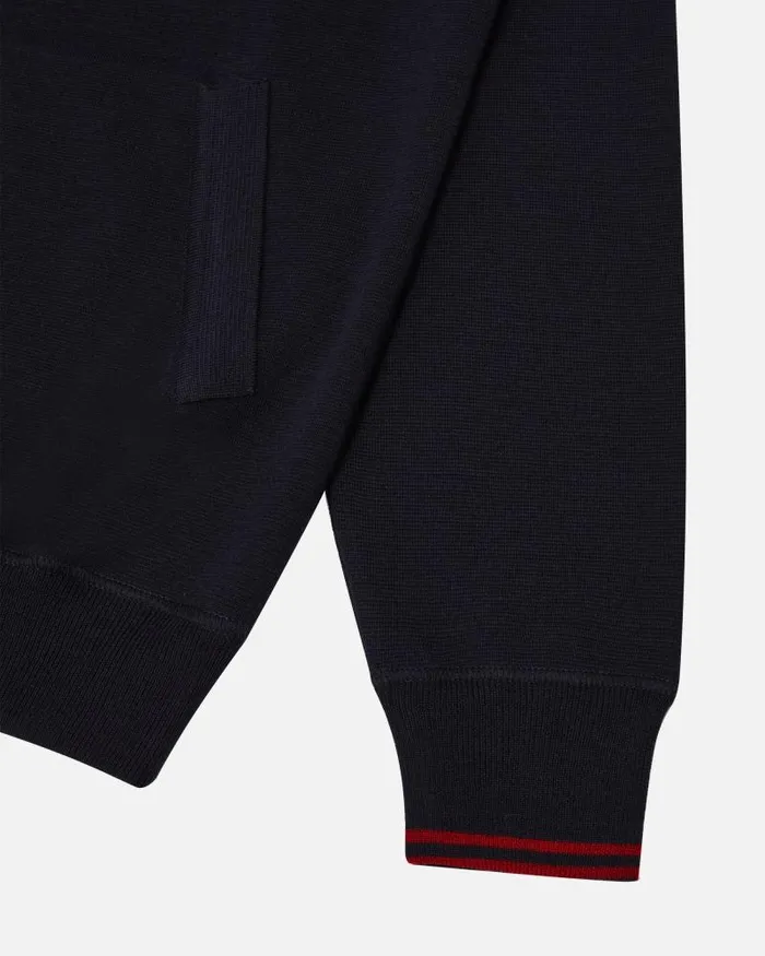 Men Bally Knitwear Hoodie In Navy Blue Wool Blue Men Bally Knitwear Hoodie In Navy Blue Wool Blue