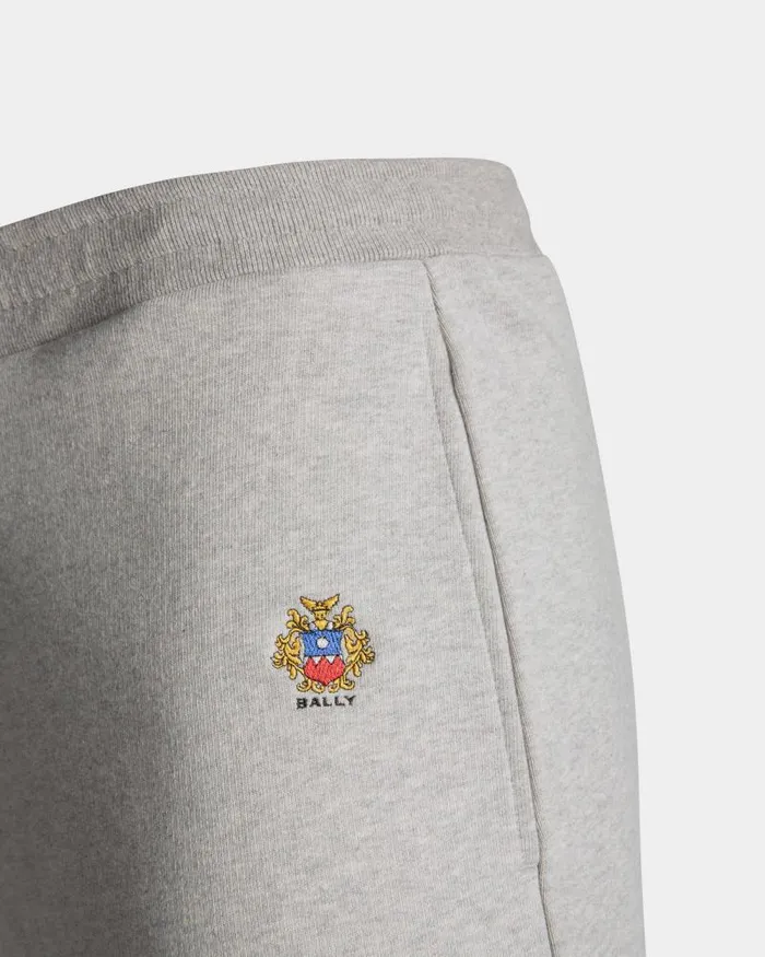 Men Bally Pants Sweatpants With A Bally Crest Logo In Grey Melange Cotton Grey Men Bally Pants Sweatpants With A Bally Crest Logo In Grey Melange Cotton Grey