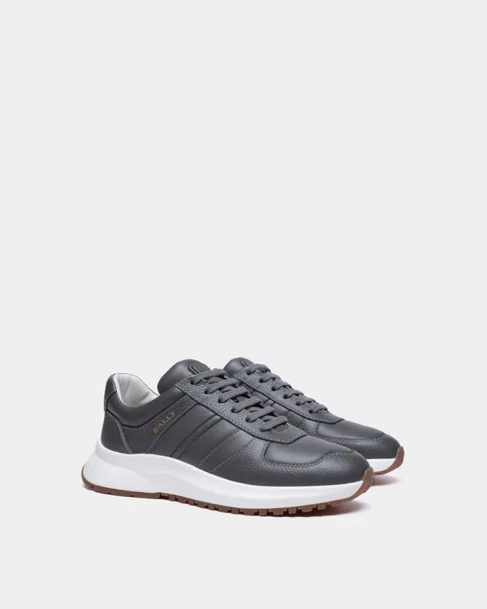 Men Bally Sneakers Outline Sneaker In Grey Grained Leather Grey Men Bally Sneakers Outline Sneaker In Grey Grained Leather Grey