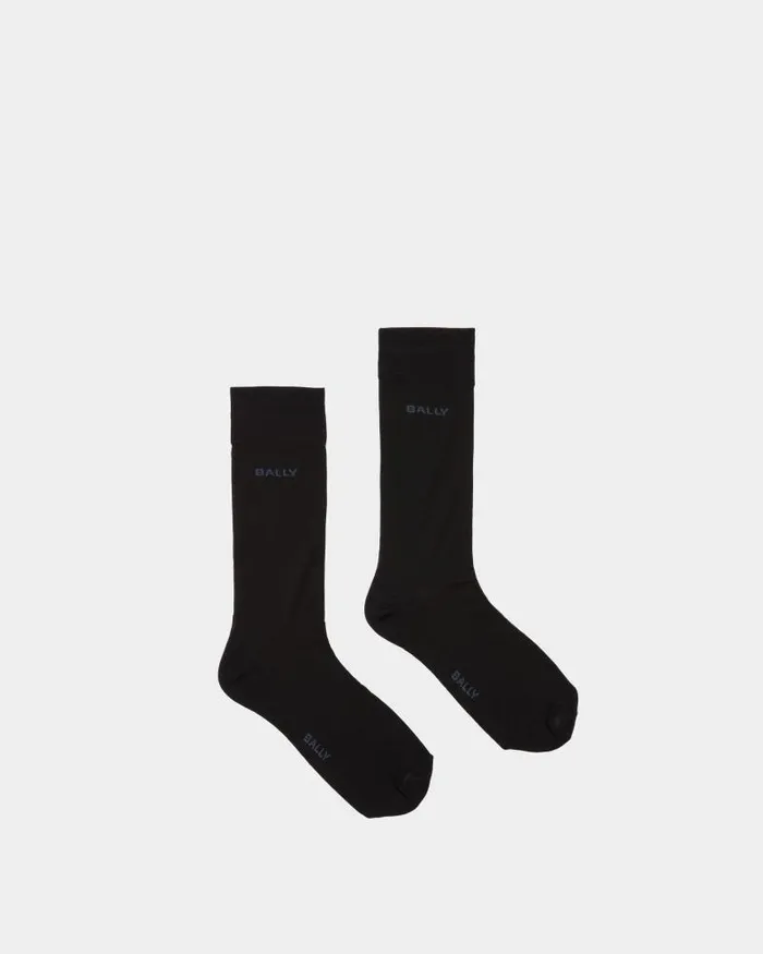 Men Bally Socks Logo Socks In Ink And Indigo Cotton Mix Blue