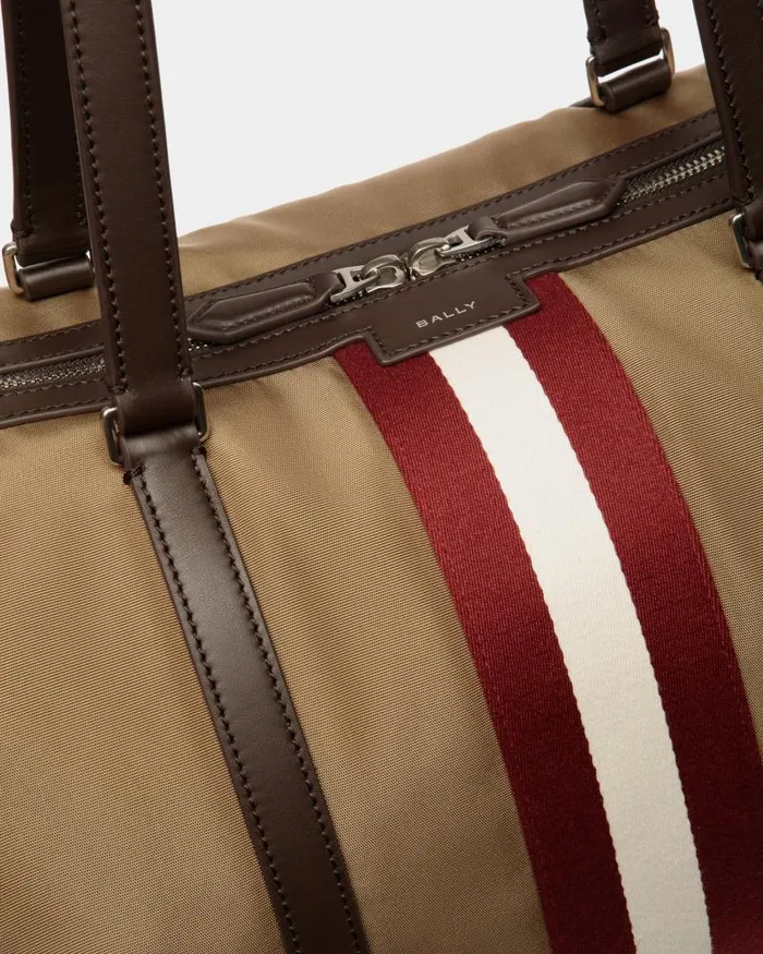 Men Bally Travel Bags Code Weekender In Camel Nylon Beige Men Bally Travel Bags Code Weekender In Camel Nylon Beige