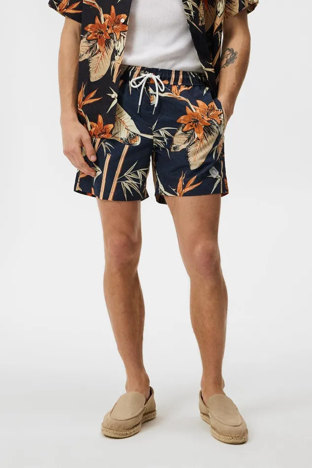 Men Banks Tropical Swim Trunks JL Navy JLindeberg Swim Shorts