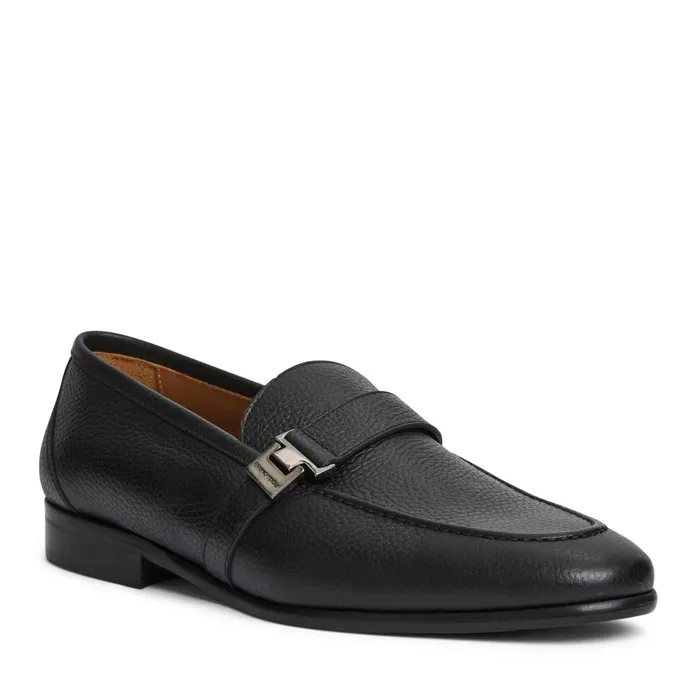 Men Casual Shoes Bruno Magli Arlo Slip On Side Bit Loafer Black Leather
