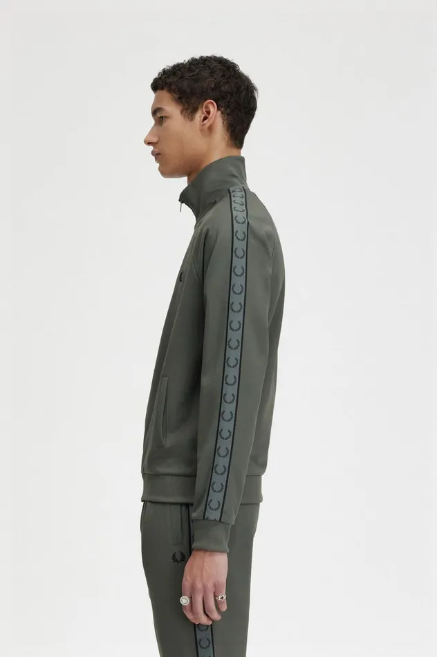 Men Contrast Tape Track Jacket Field Greenblack Fred Perry Track Jackets