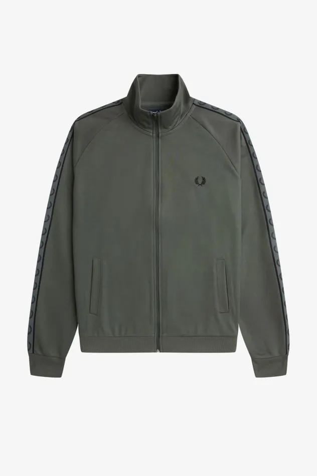 Men Contrast Tape Track Jacket Field Greenblack Fred Perry Track Jackets
