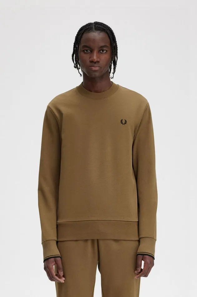 Men Crew Neck Sweatshirt Shaded Stoneburnt Tobacco Fred Perry Sweatshirts