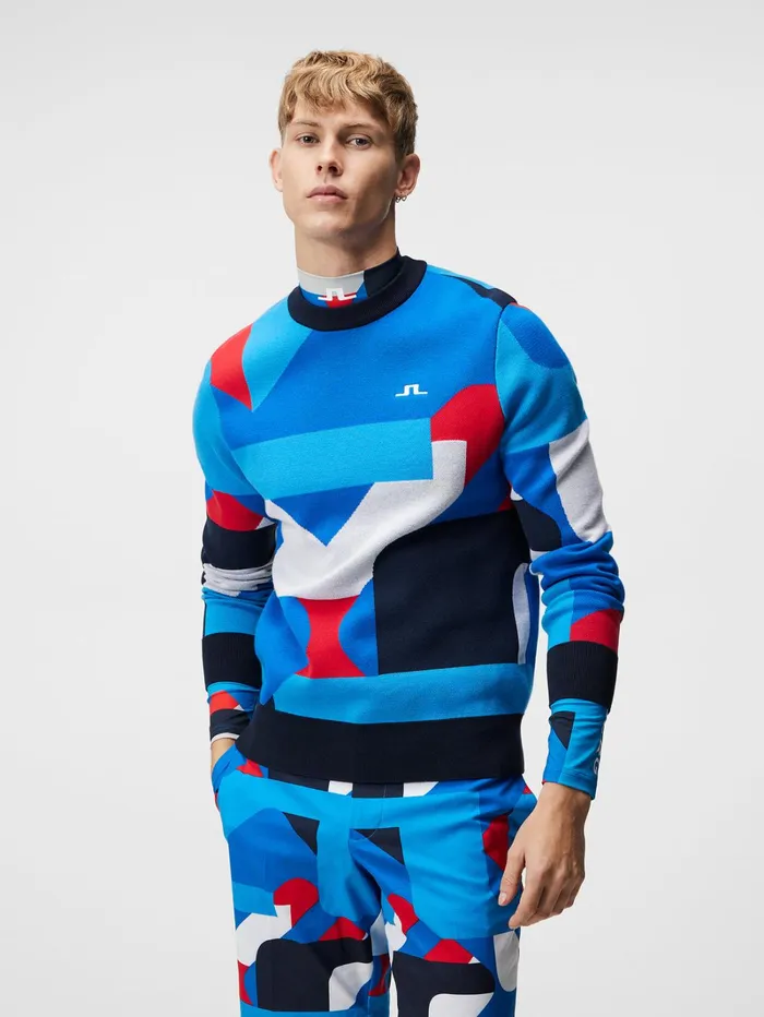 Men Fela Knitted Sweater Brilliant Blue Big Bridge JLindeberg Knitwear