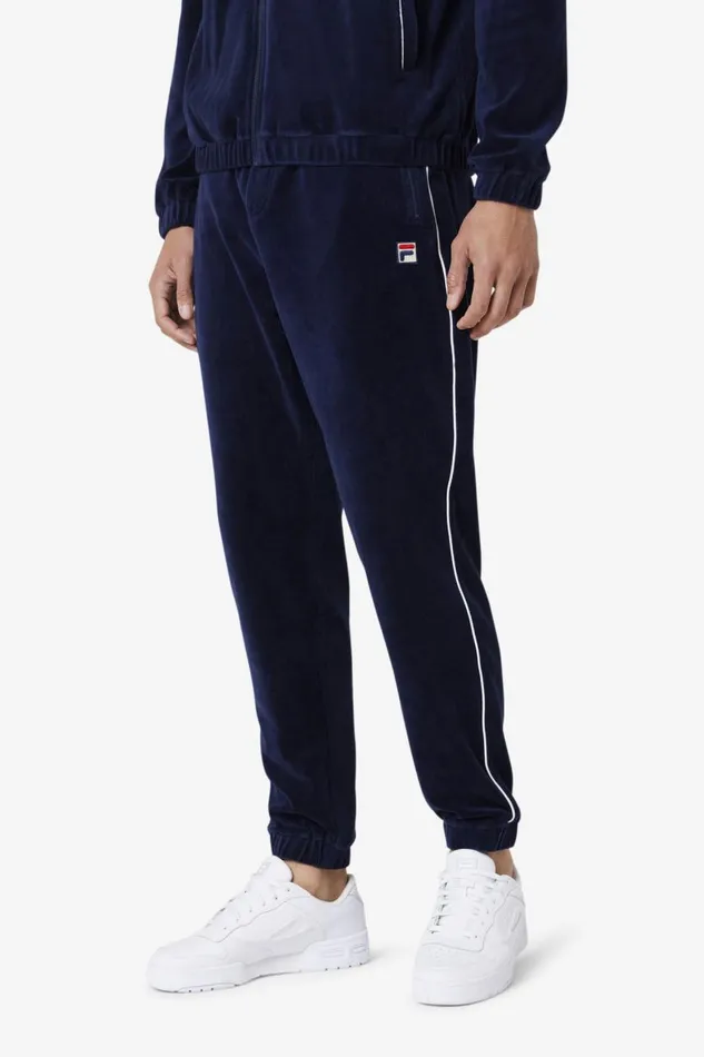 Men Fila Pants and Shorts Lewis Velour Pant Navy White