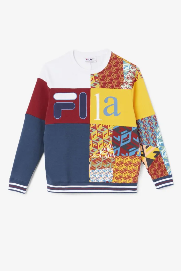 Men Fila Sweatshirts and Hoodies Hansi Sweatshirt Moonlit Ocean Rhubarb White