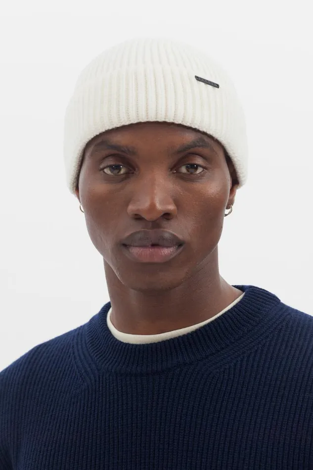Men Fine Merino Rib Beanie Ecru Norse Projects Beanies