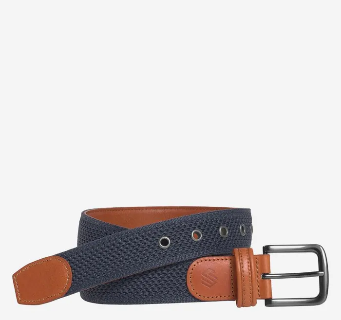 Men Johnston and Murphy Belts Amherst Knit Belt Navy