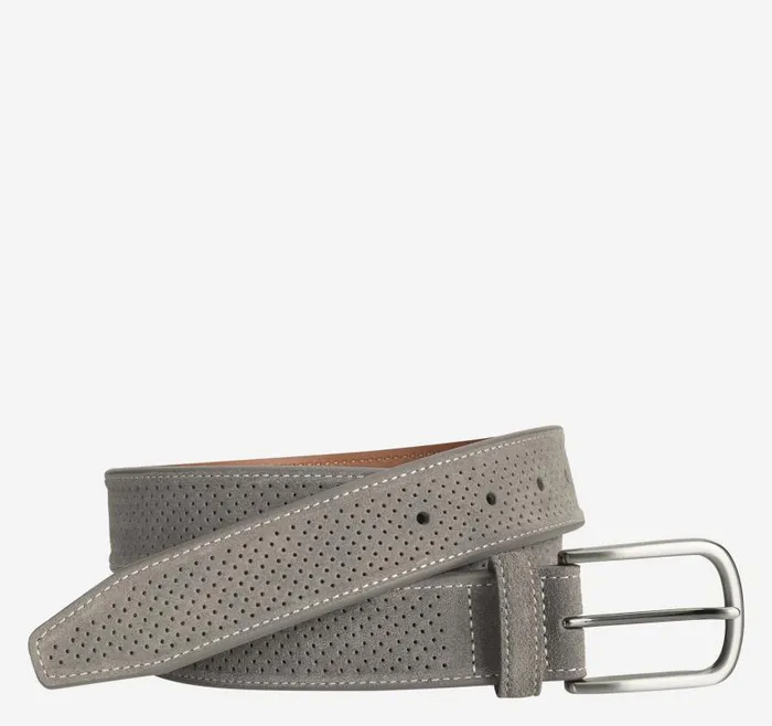 Men Johnston and Murphy Belts Perfed Suede Belt Gray